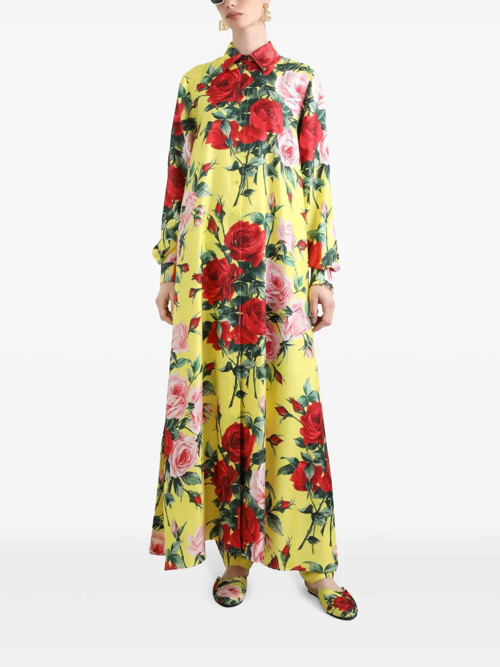 Floral-Print Maxi Shirt Dress