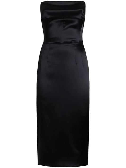 Satin-Finish Midi Dress