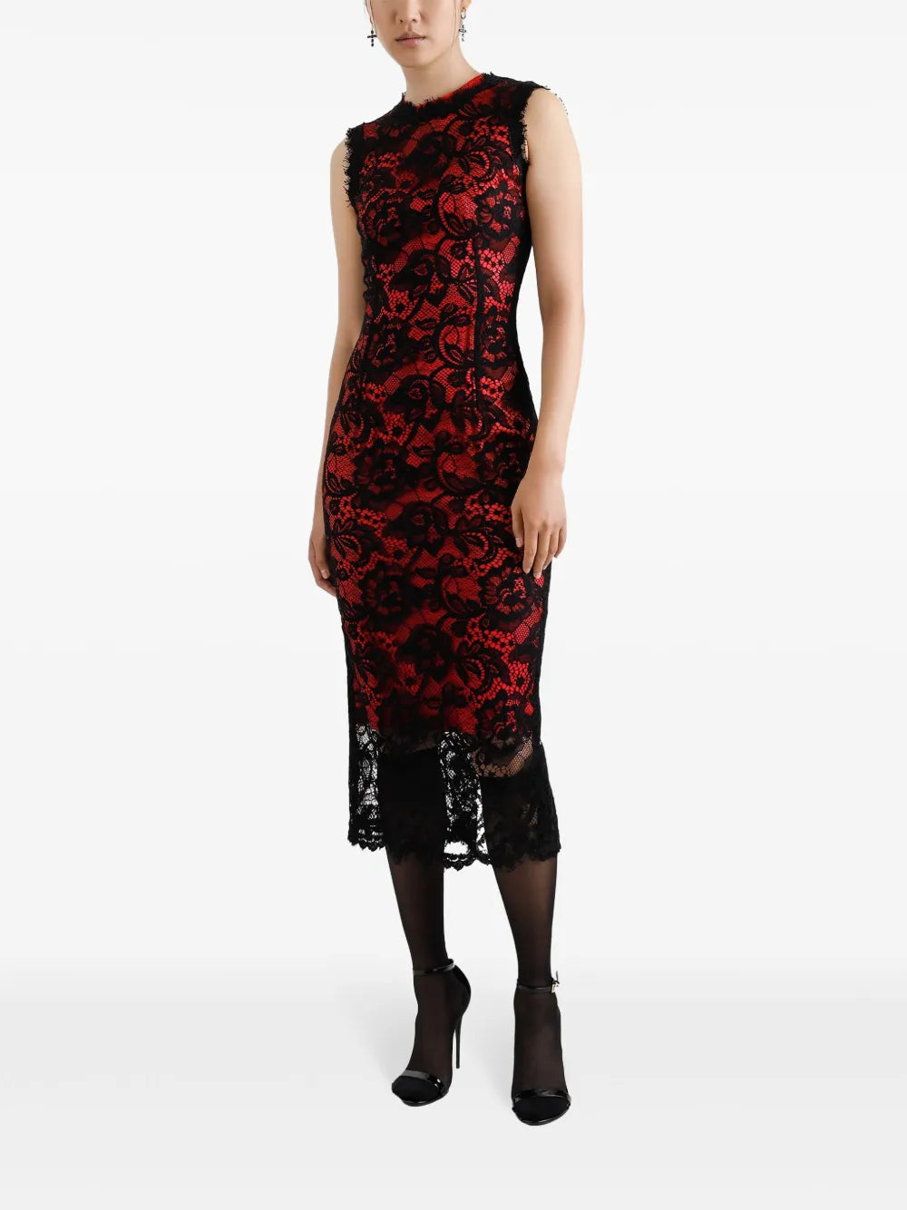 Floral-Lace Midi Dress