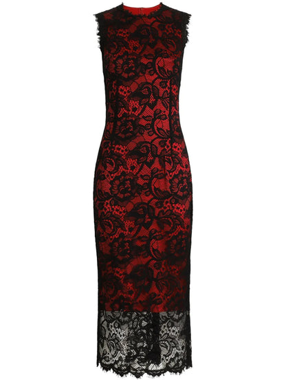 Floral-Lace Midi Dress