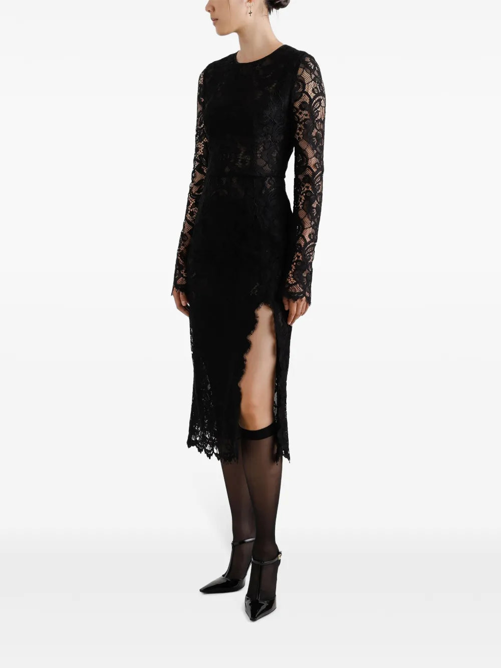 Floral-Lace Midi Dress