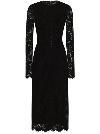 Floral-Lace Midi Dress