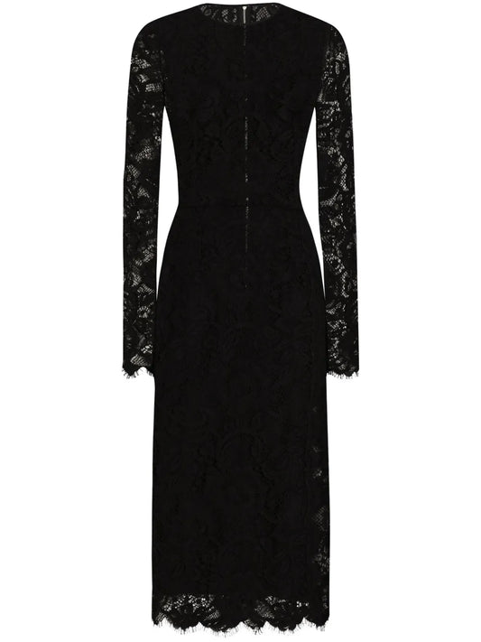 Floral-Lace Midi Dress