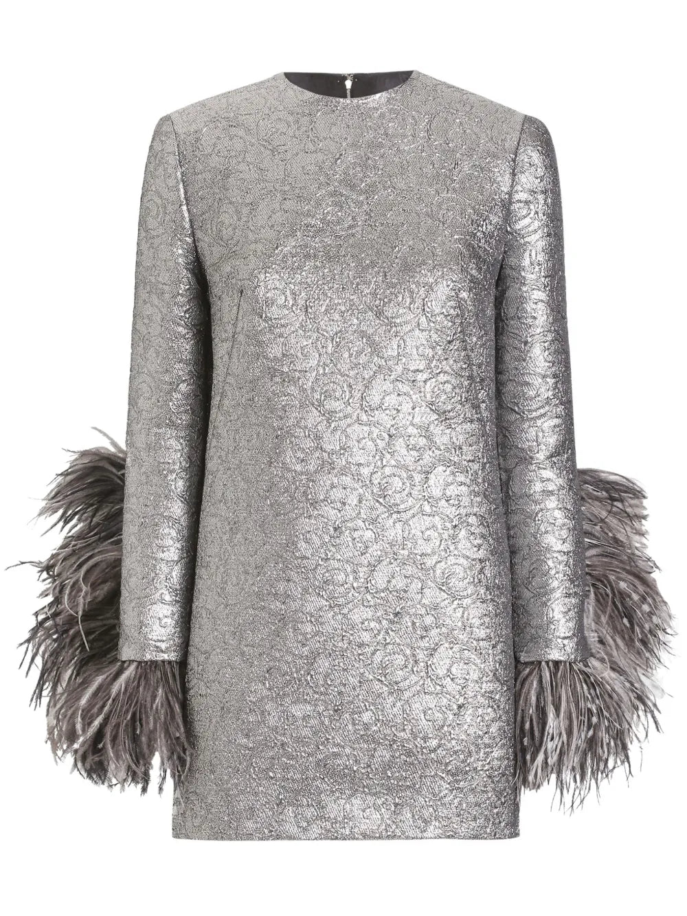 Feather-Trim Mini Dress