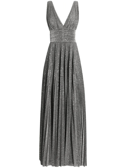 Plissé-Effect Gown
