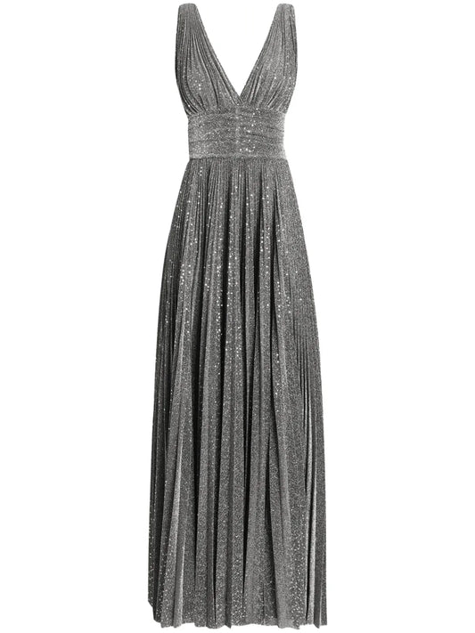 Plissé-Effect Gown