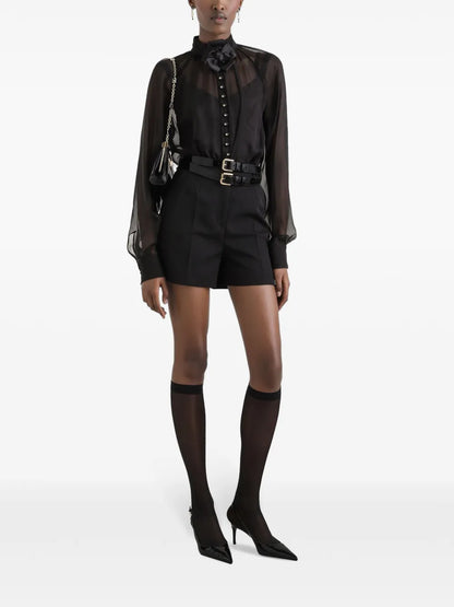 Floral-Appliqué Shirt