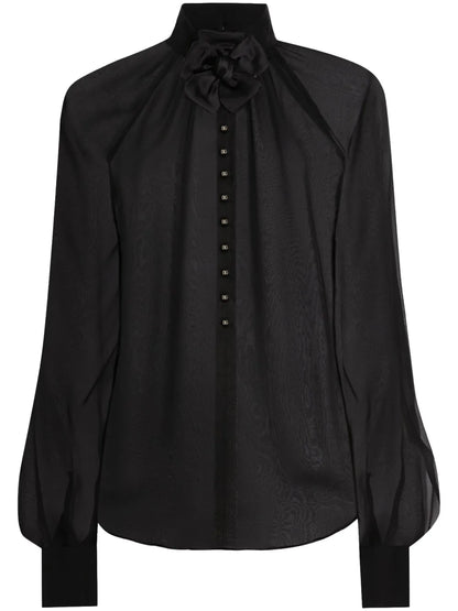 Floral-Appliqué Shirt