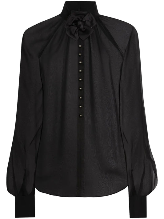 Floral-Appliqué Shirt