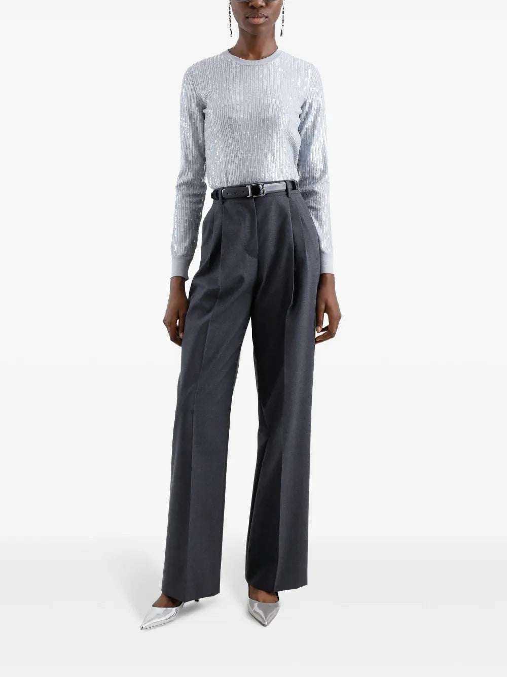 Pressed Crease Straight-Leg Trousers
