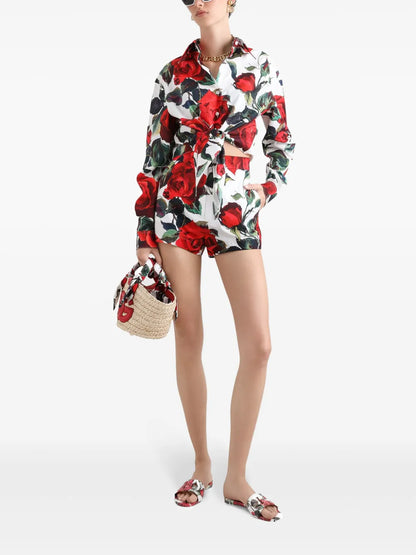 Rose-Print Shorts