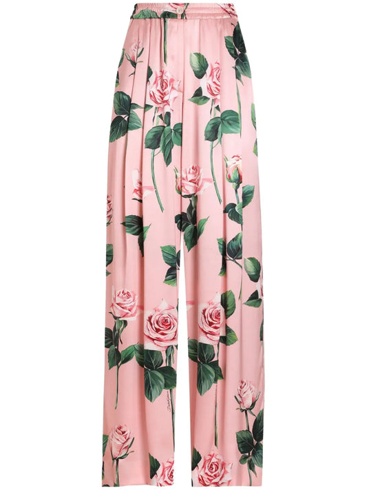 Rose-Print Trousers