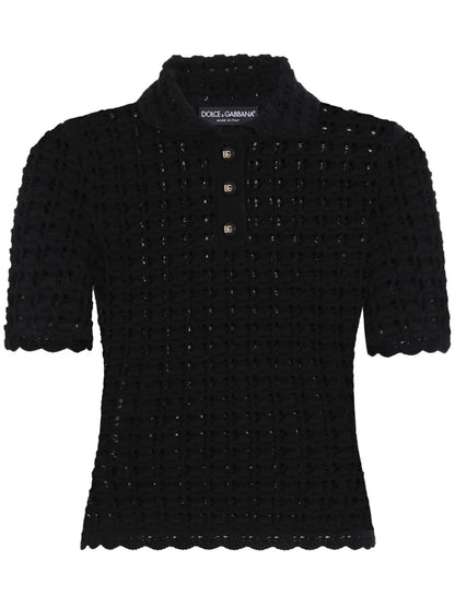 Open-Knit Polo Shirt