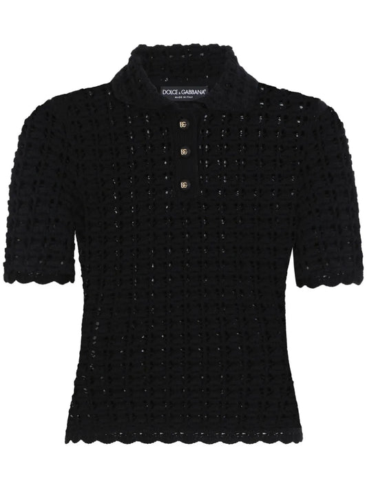 Open-Knit Polo Shirt