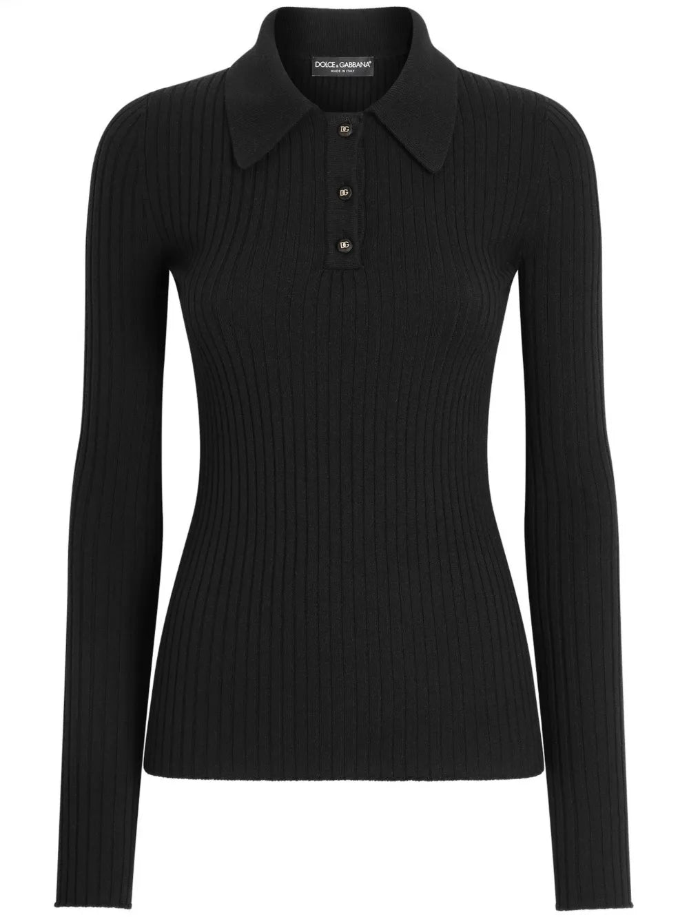 Ribbed-Knit Polo Shirt
