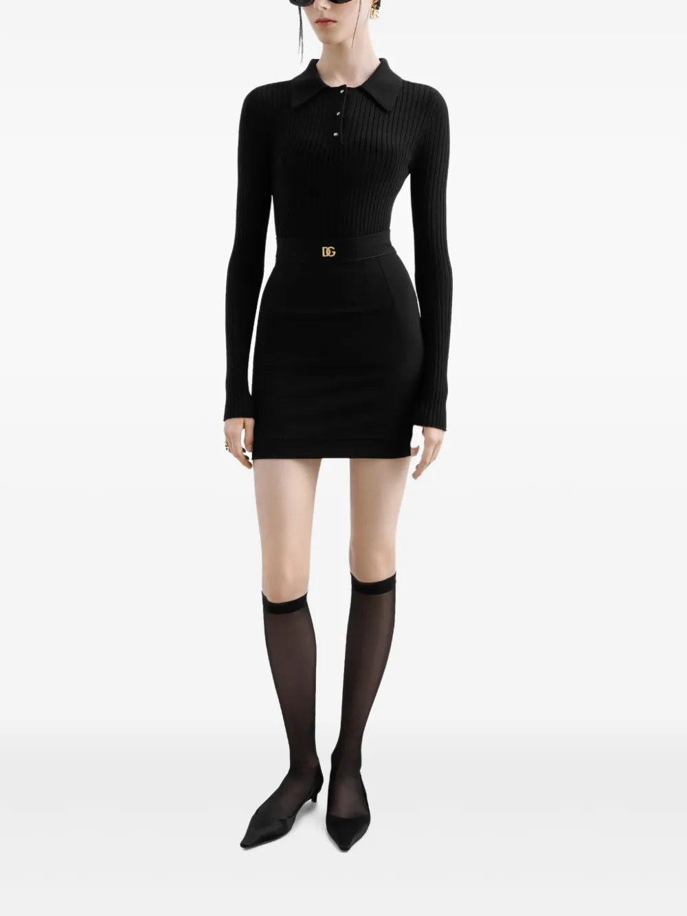 Ribbed-Knit Polo Shirt