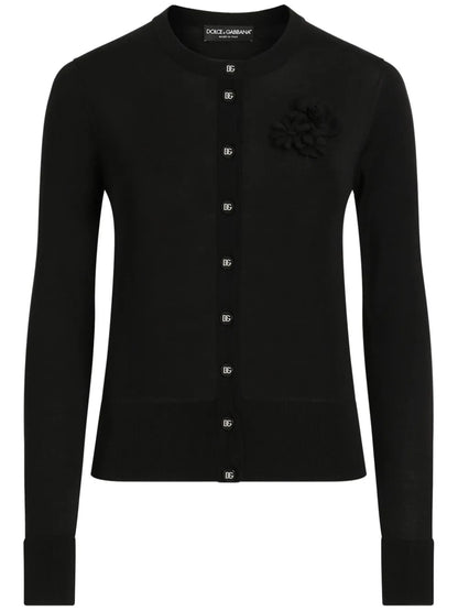 Floral-Appliqué Cardigan