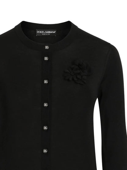 Floral-Appliqué Cardigan