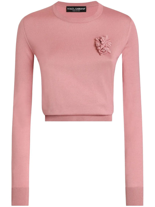 Floral-Appliqué Top