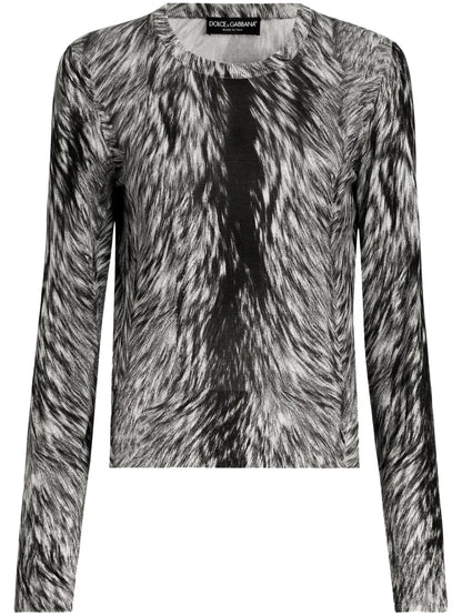 Fur-Print Blouse