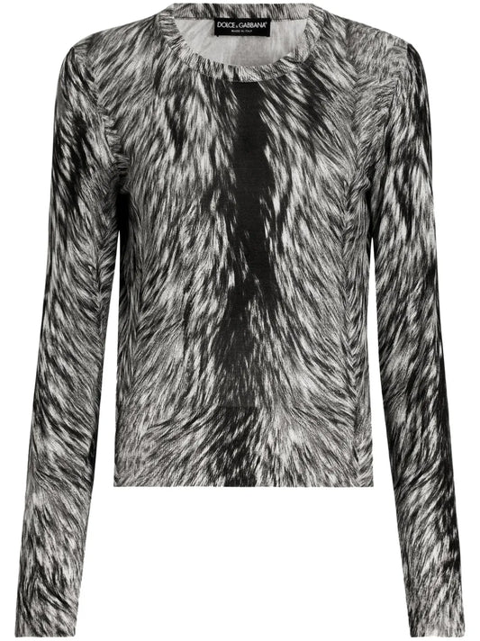 Fur-Print Blouse