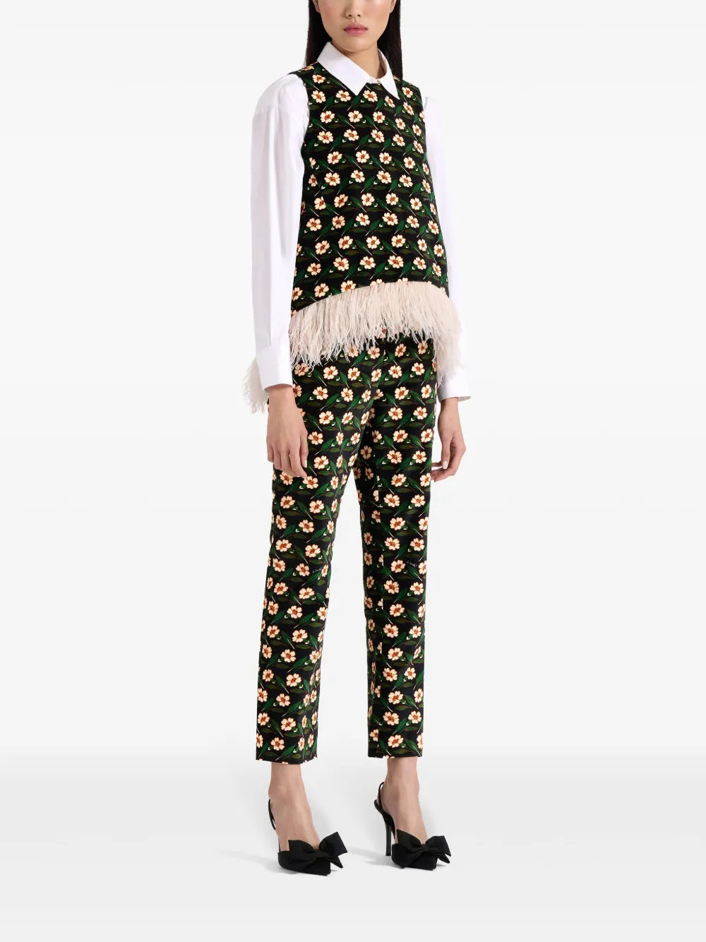 Floral-Print Cropped Trousers