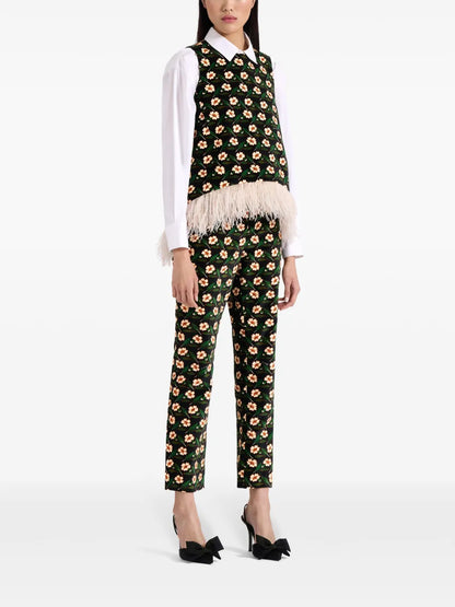 Floral-Print Cropped Trousers