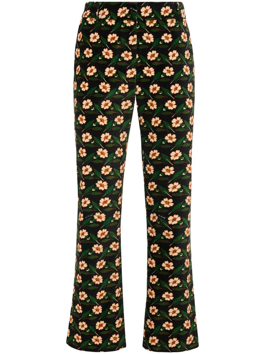 Floral-Print Cropped Trousers