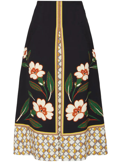 Floral-Print Midi Skirt