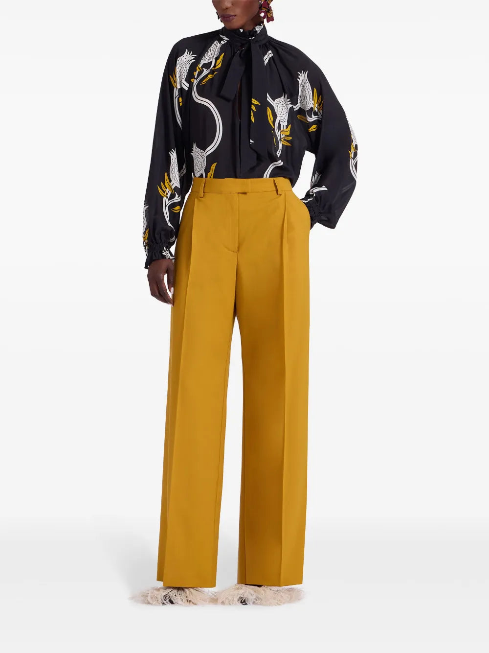 Pressed-Crease Flared Trousers