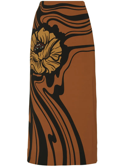 Floral-Print Pencil Skirt
