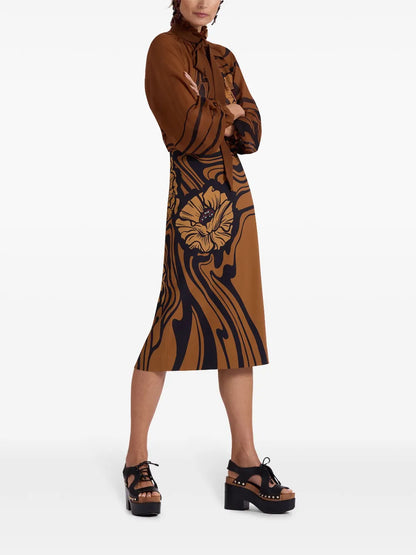 Floral-Print Pencil Skirt