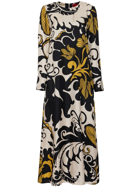 Graphic-Print Silk Midi Dress