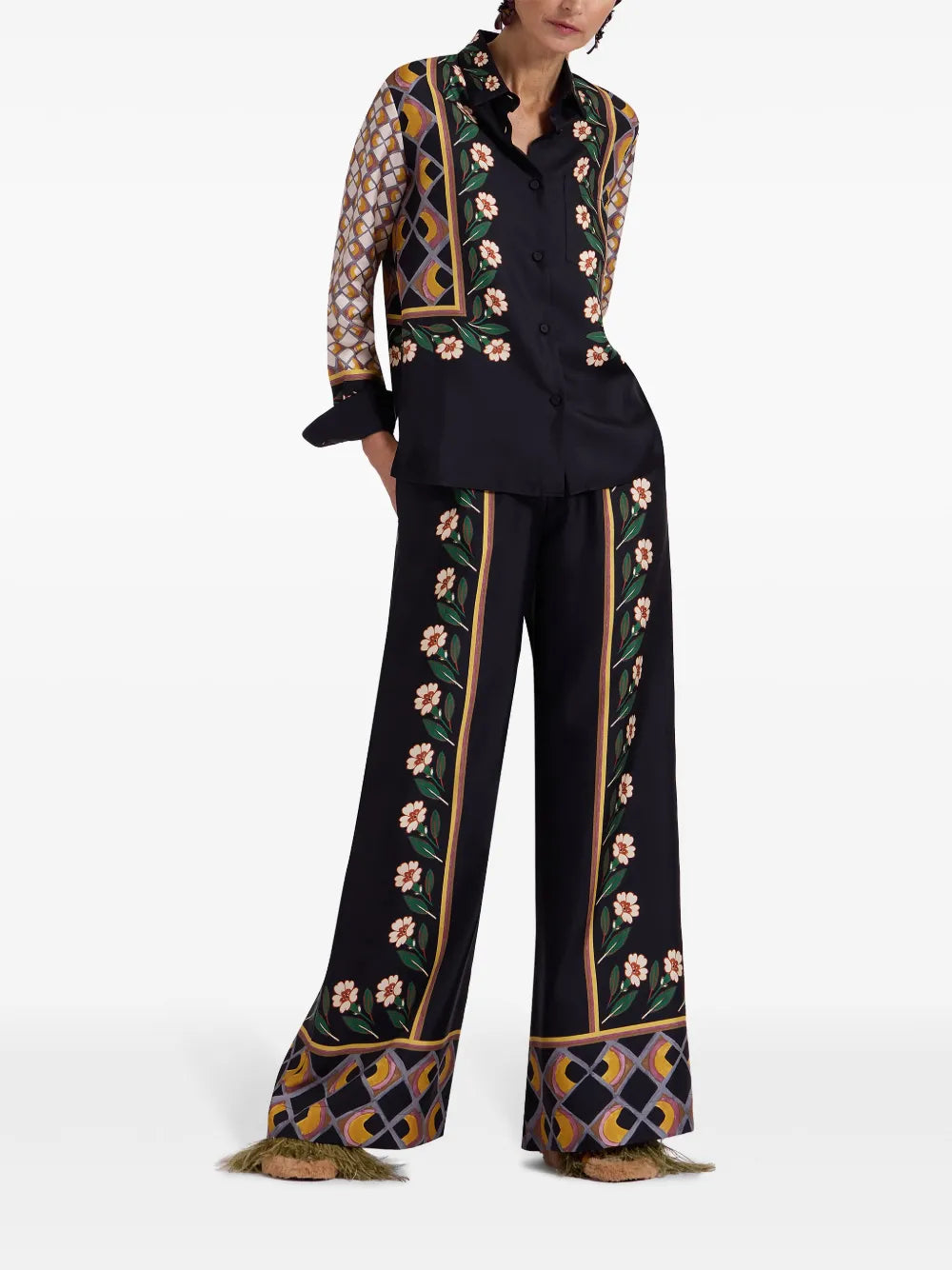 Floral-Print Palazzo Trousers