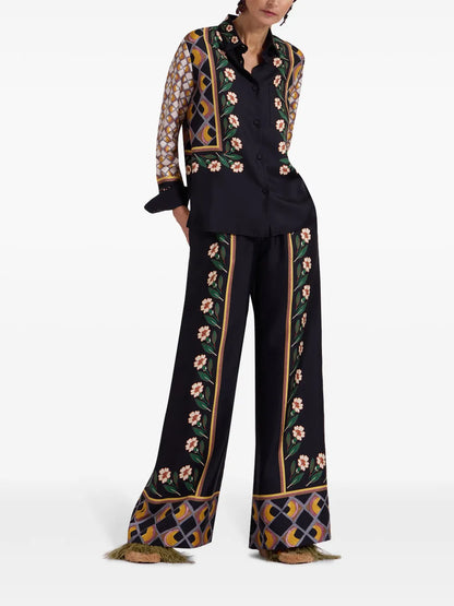 Floral-Print Palazzo Trousers