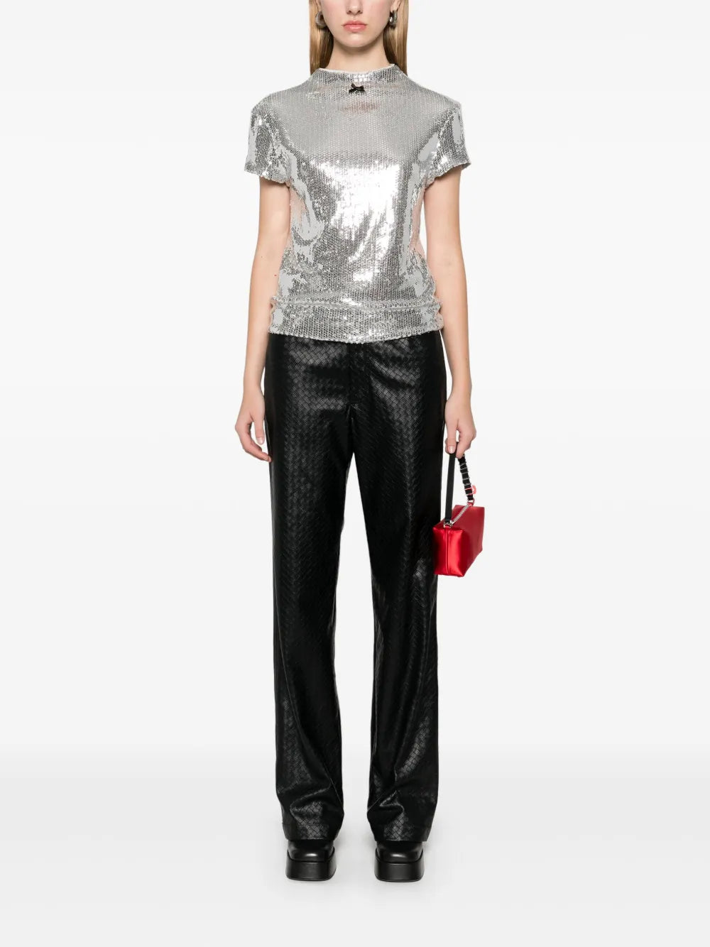 Sequinned Cap-Sleeve Top
