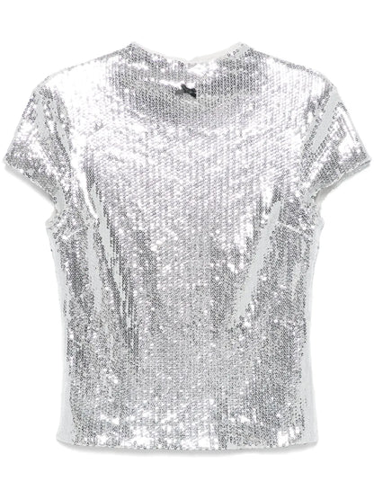 Sequinned Cap-Sleeve Top