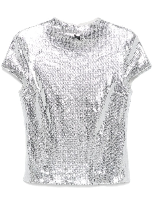 Sequinned Cap-Sleeve Top