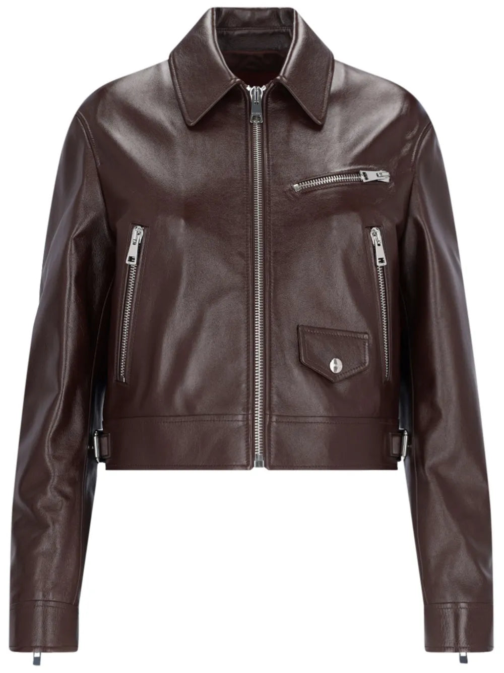 Zipped Leather Biker Jacket