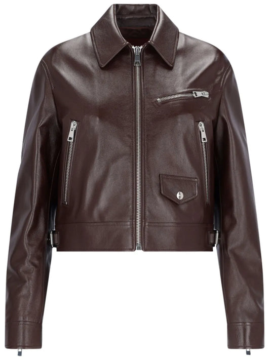 Zipped Leather Biker Jacket