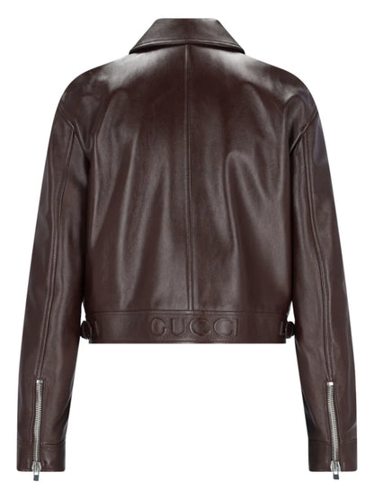 Zipped Leather Biker Jacket