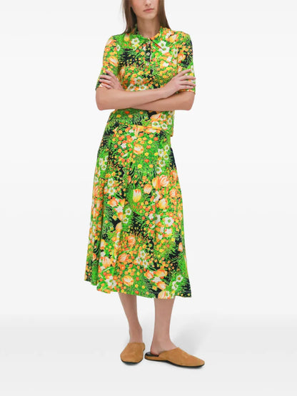 Floral-Print Polo Top