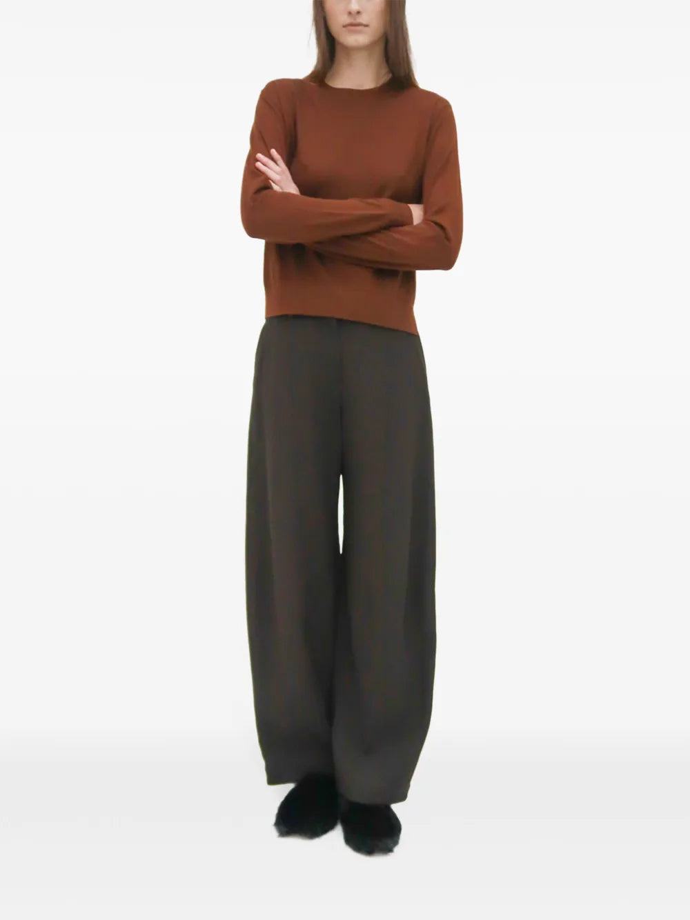 Straight-Leg Twill Trousers