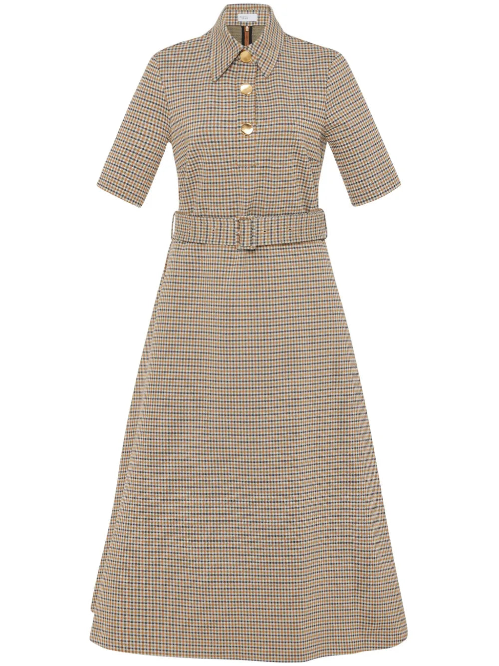 Check-Pattern Midi Dress