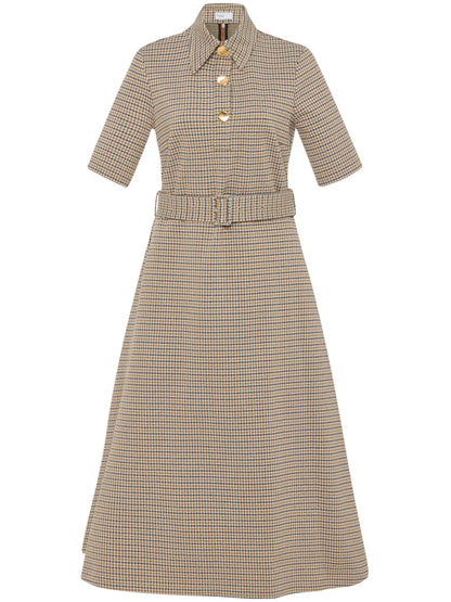 Check-Pattern Midi Dress