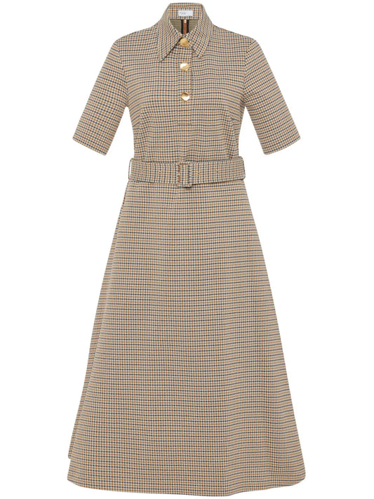 Check-Pattern Midi Dress