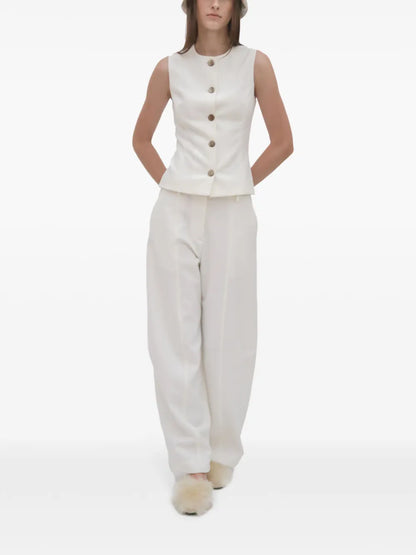 Cady-Texture Buttoned Vest
