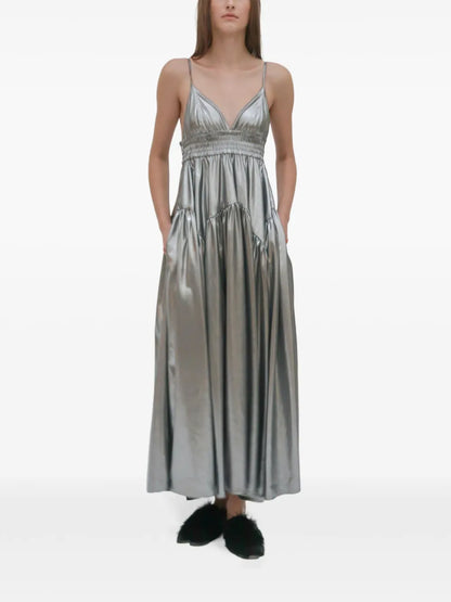 Gathered Peplum Maxi Dress