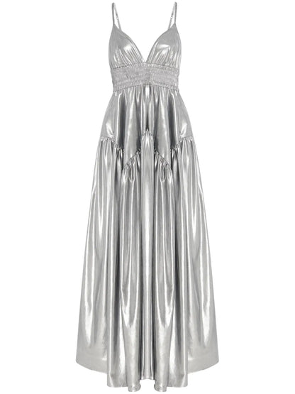 Gathered Peplum Maxi Dress