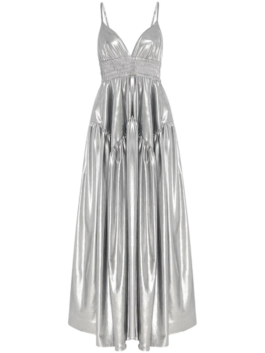Gathered Peplum Maxi Dress